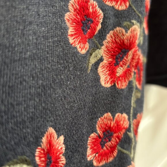 American Eagle Outfitters Embroidered Floral Sleeve Sweatshirt Gray M - Picture 4 of 11